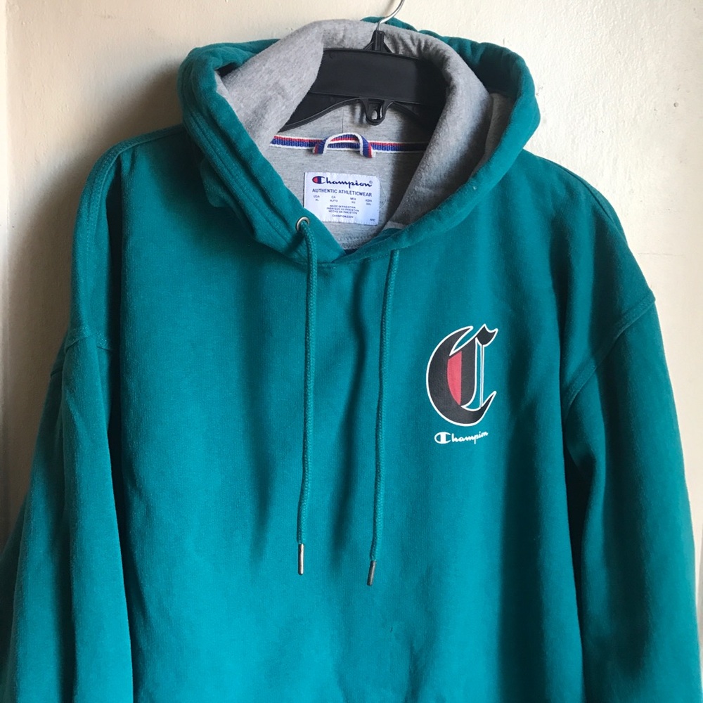 Champion Hoodie Turquoise Blue Men XL